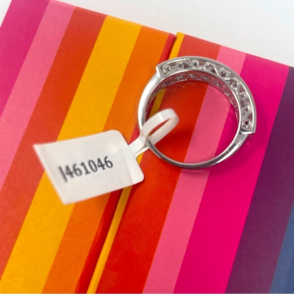 NEW With Tags Sterling Silver Band Ring With Aquamarine (?) Gems Size 7 - Picture 7 of 10